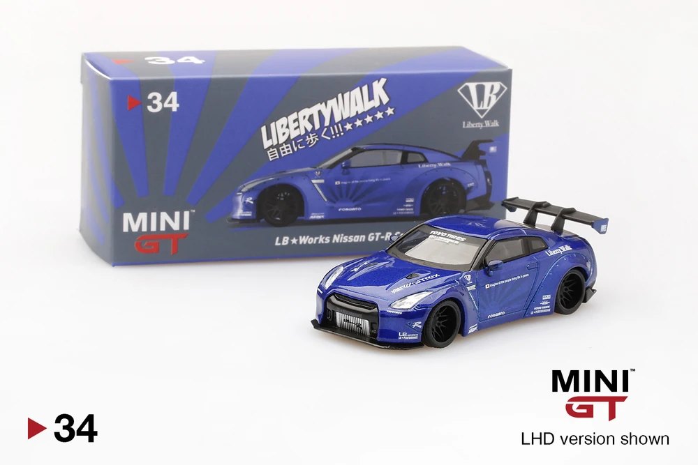 Hot Wheels LB★WORKS Nissan GT-R (R35) Candy Blue Type 1, Rear Wing ver 1