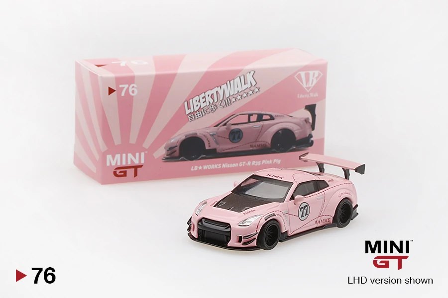 Hot Wheels LB★WORKS Nissan GT-R (R35) Pink Pig Type 2, Rear Wing ver 3