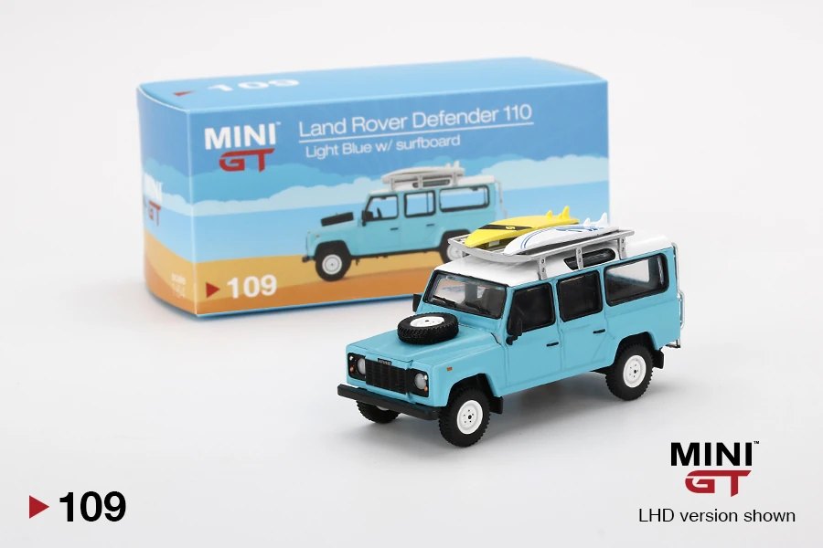 Hot Wheels Land Rover Defender 110 Light Blue w/ Surfboard