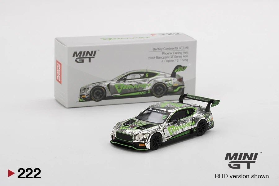 Hot Wheels Bentley Continental GT3 - Blancpain GT Series Asia 2018 Phoenix Racing Asia #6 J.Pepper/S.Thong