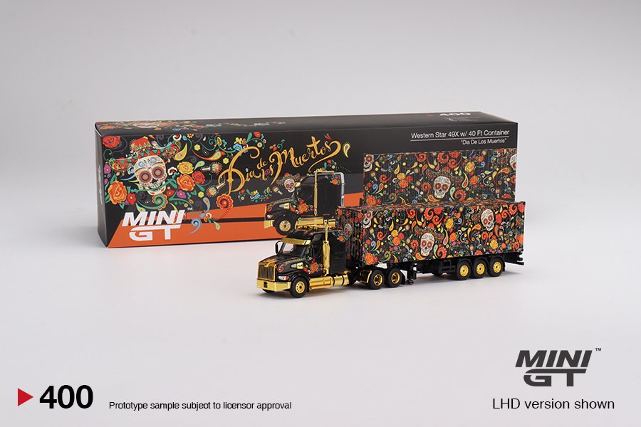 Hot Wheels Western Star 49X w/ 40ft Container "Dios De Los Muertos"