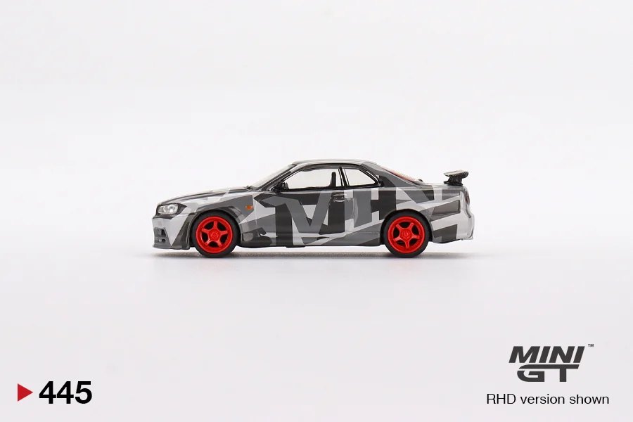 2022 Nissan Skyline GT-R (R34) V-Spec II MINI GT Digital Camouflage Grey 2022 Hong Kong Toycar Salon Edition Grey: No Package: Image 3