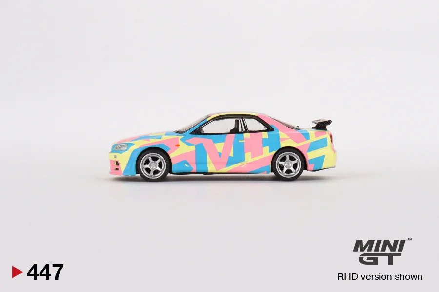 2022 Nissan Skyline GT-R (R34) V-Spec II MINI GT Digital Camouflage Yellow Yellow: No Package: Image 3