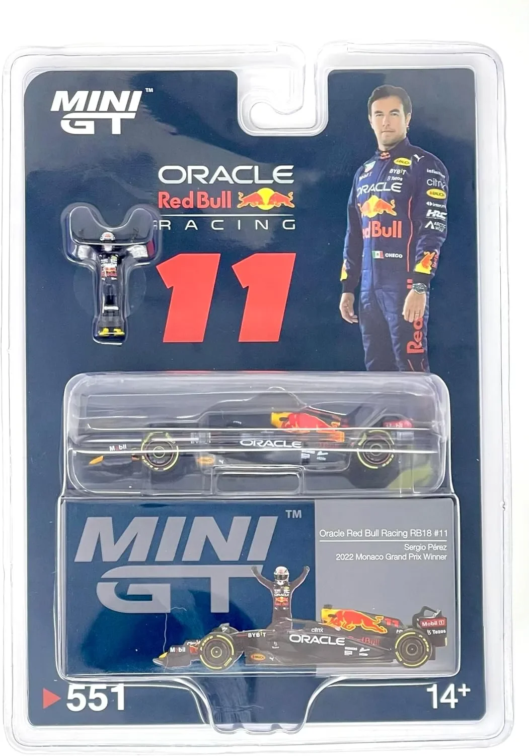 2024 Oracle Red Bull Racing RB18 #11 Sergio Perez 2022 Monaco Grand Prix Winner Red: Blister: Image 2