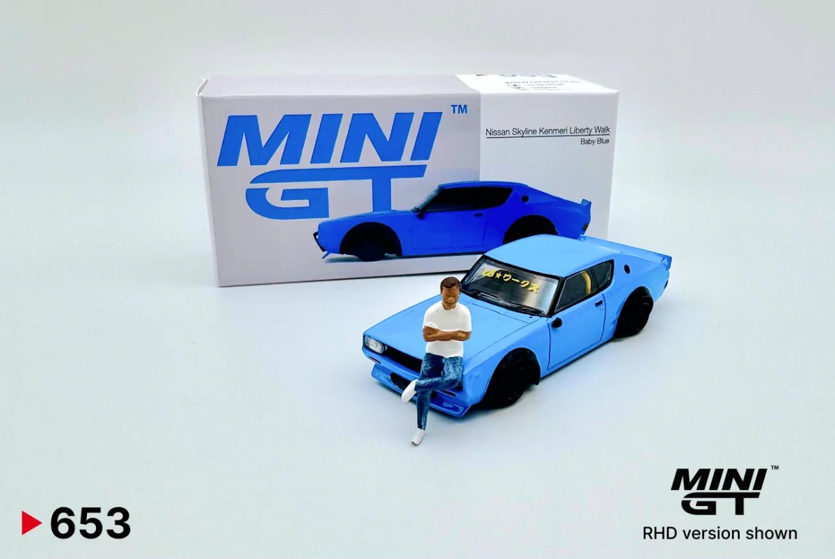 2024 Nissan Skyline Kenmeri Liberty Walk Baby Blue w/ Kato Figure Blue: No Package: Image 4