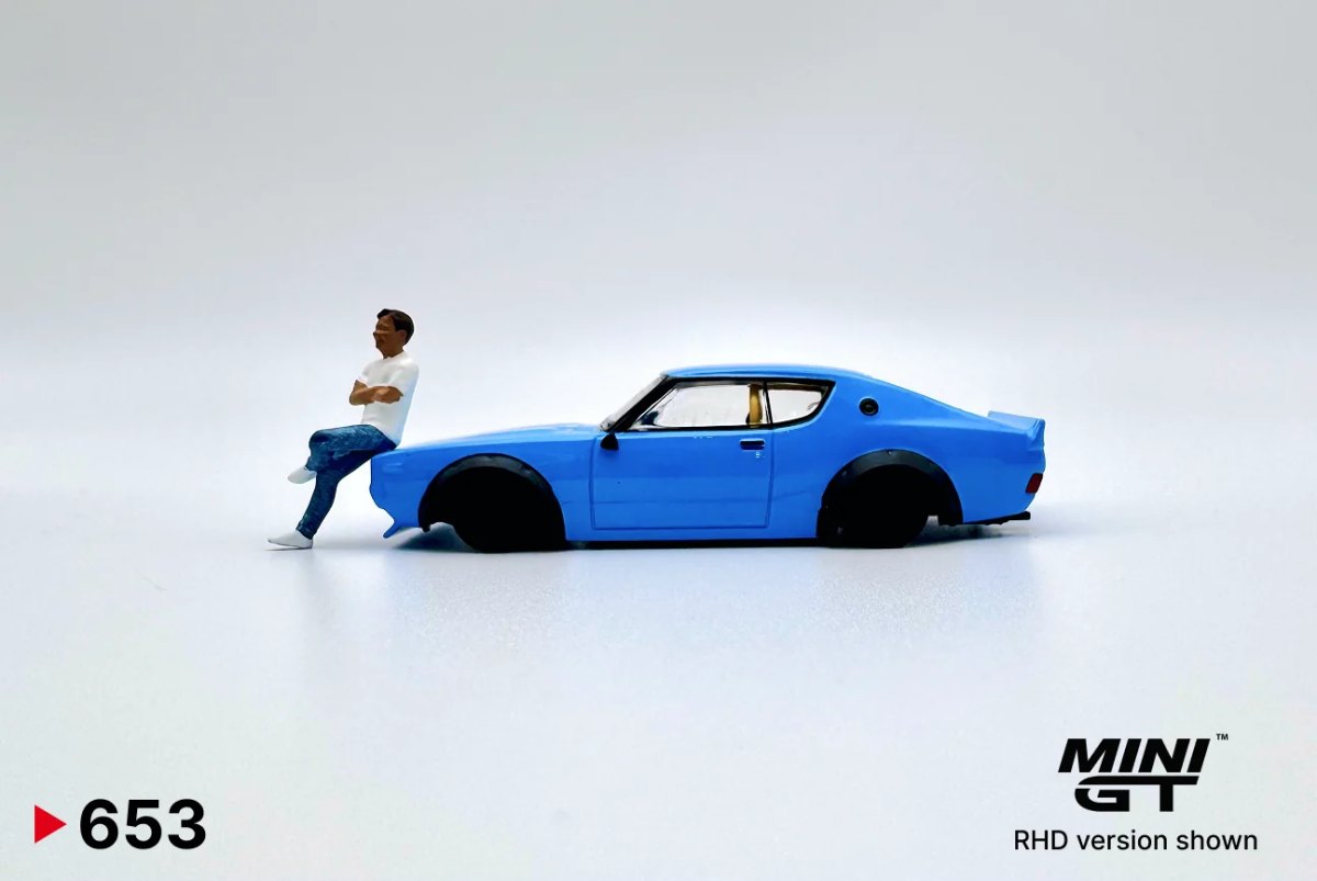 2024 Nissan Skyline Kenmeri Liberty Walk Baby Blue w/ Kato Figure Blue: No Package: Image 3