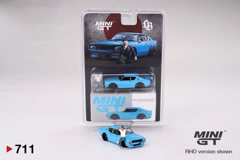 Hot Wheels Nissan Skyline Kenmeri Liberty Walk Baby Blue w/ Kato Figure Type II