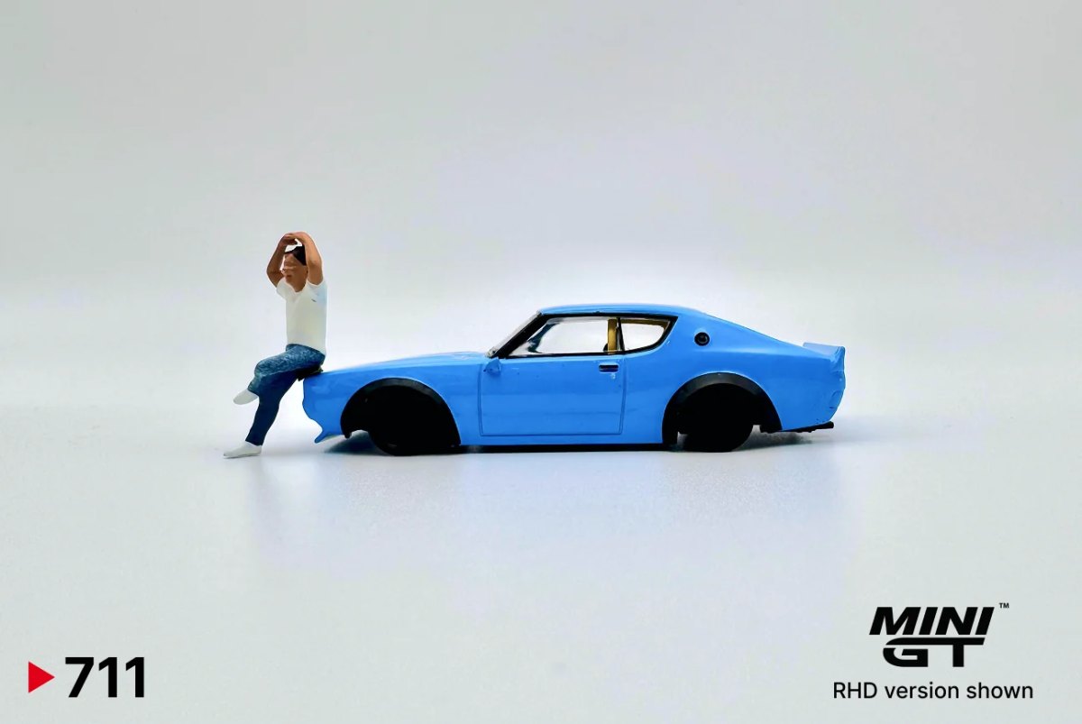 2024 Nissan Skyline Kenmeri Liberty Walk Baby Blue w/ Kato Figure Type II Blue: No Package: Image 3