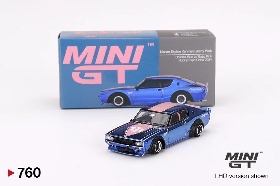 2024 Nissan Skyline Kenmeri Liberty Walk Chrome Blue w/ Baby Pink Hobby Expo China 2024 Blue: No Package: Image 4