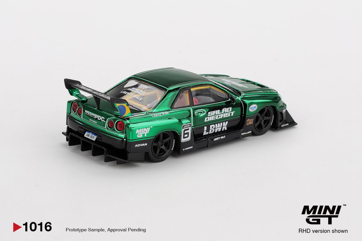 2025 Nissan LB-ER34 Super Silhouette SKYLINE 2025 Salão DieCast 6 Green: Image 4