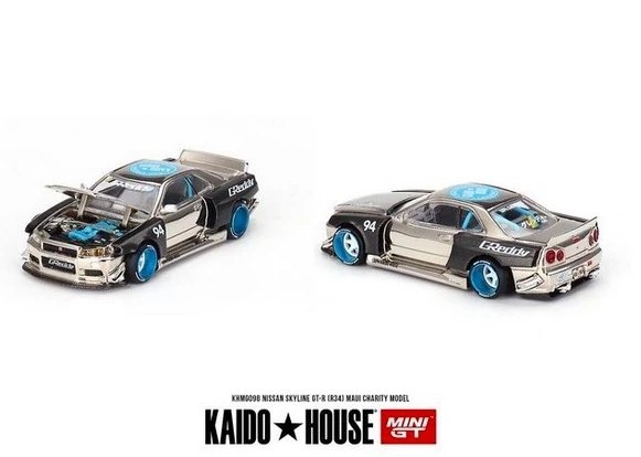 Hot Wheels Nissan Skyline GT-R (R34) Kaido Works (Greddy) Chrome plated