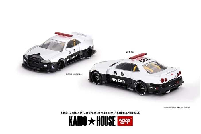Hot Wheels Nissan Skyline GT-R (R34) Kaido Works V2 Aero (Japan Police)