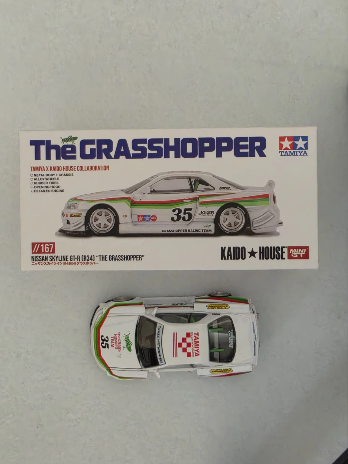 2025 Nissan Skyline GT-R (R34) Tamiya x Kaido House "The Grasshopper" V1 White: No Package: Image 11