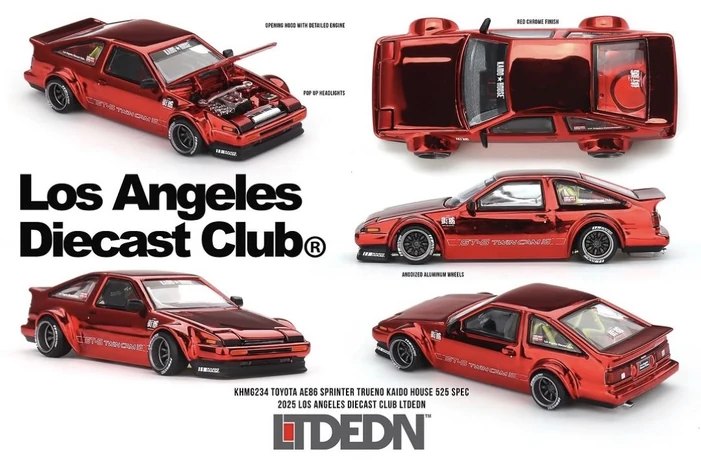 Hot Wheels Toyota AE86 Sprinter Trueno Kaido House 525 Spec 2025 Los Angeles Diecast Club LTDEDN