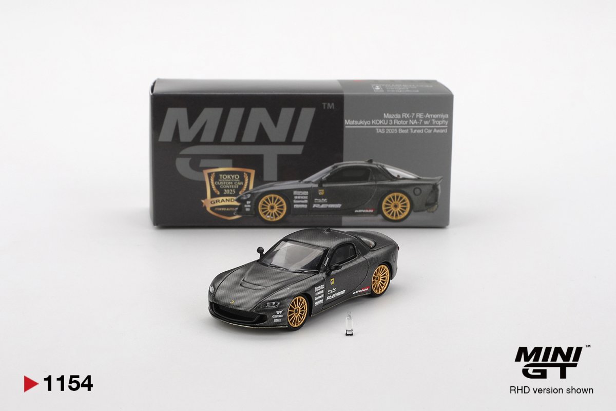 Hot Wheels Mazda RX-7 RE-Amemiya Matsukiyo KOKU 3 Rotor NA-7 w/ Trophy TAS 2025 Best Tuned Car Award