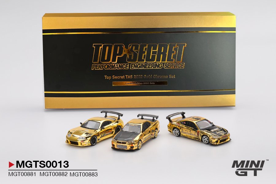 Hot Wheels Top Secret TAS 2025 Gold Chrome Set