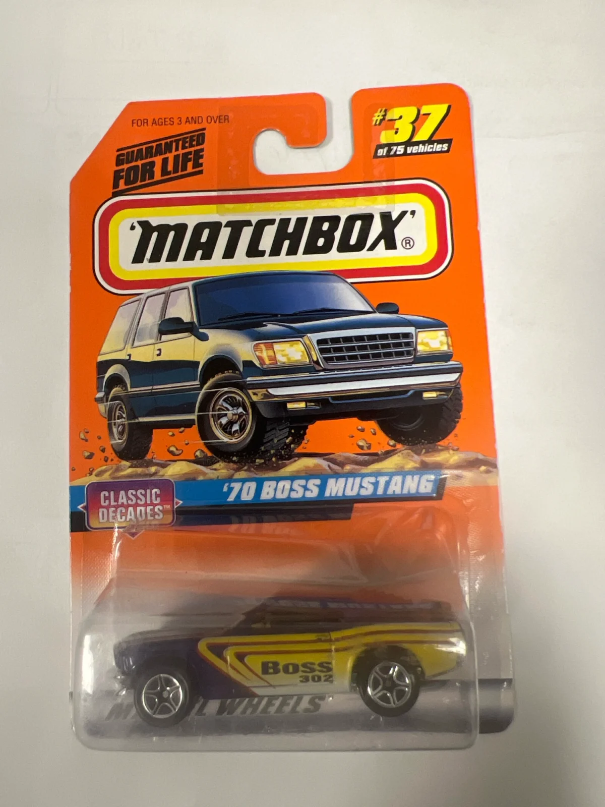 1998 70 Boss Mustang Yellow: Long Card: Image 2