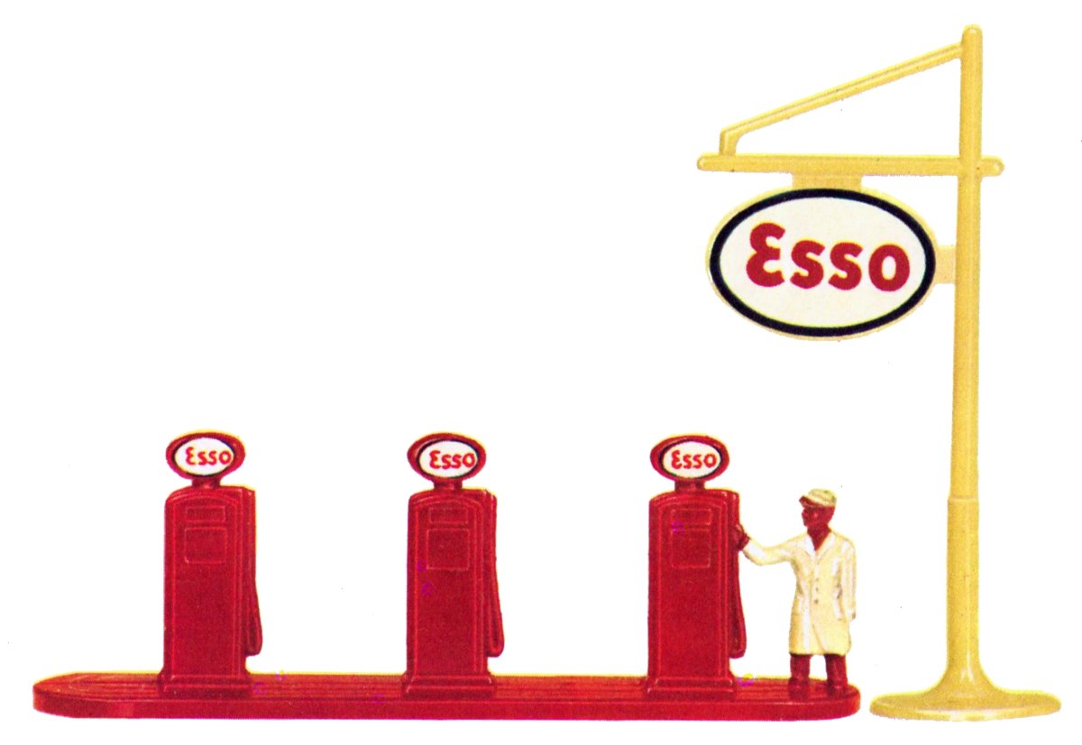 Hot Wheels Esso Pumps and Forecourt Sign