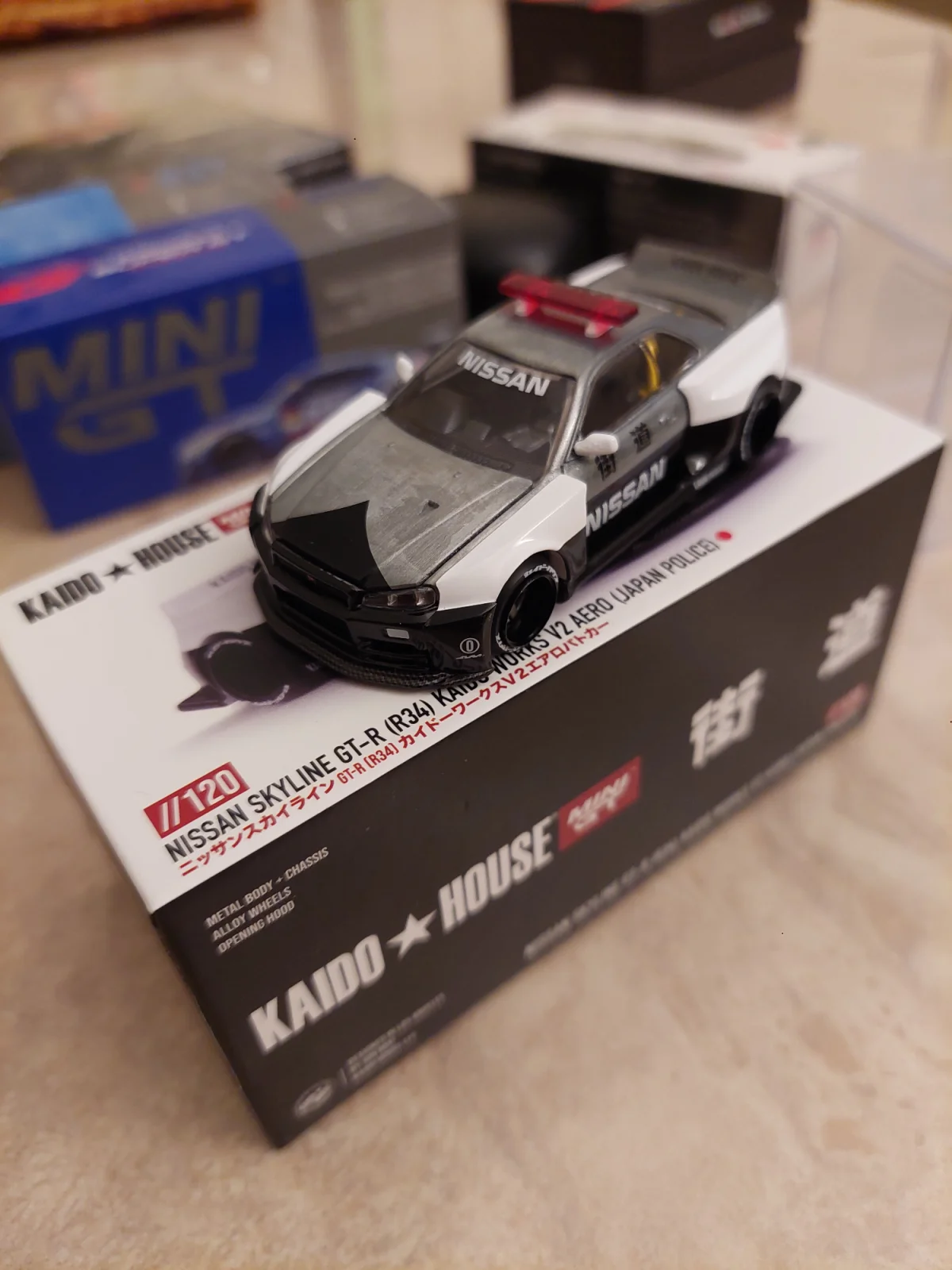 Hot Wheels Nissan Skyline GT-R (R34) Kaido Works V2 Aero (Japan Police)