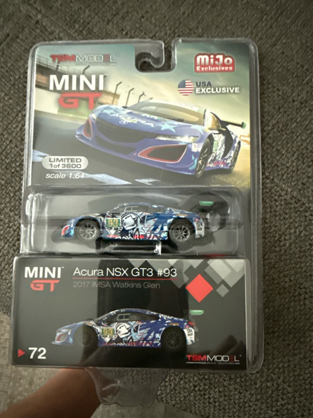 2019 Acura NSX GT3 #93 "Statue of Liberty" 2017 IMSA Watkins Glen Blue: Blister: Image 5
