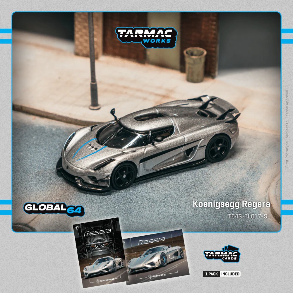 2026 Koenigsegg Regera Silver Metallic / Blue Accents with Tarmac Cards Combo Set: No package: Image 6
