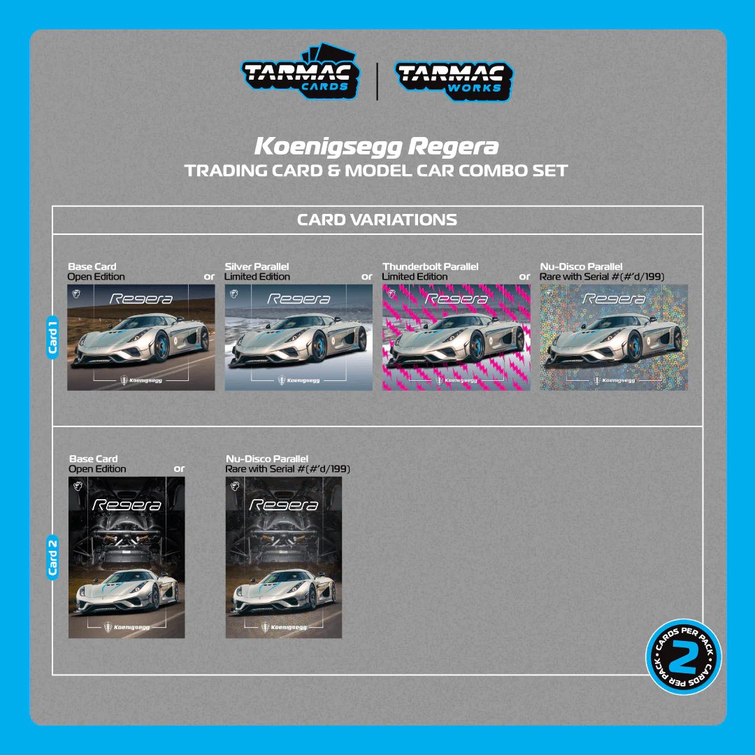 2026 Koenigsegg Regera Silver Metallic / Blue Accents with Tarmac Cards Combo Set: No package: Image 7