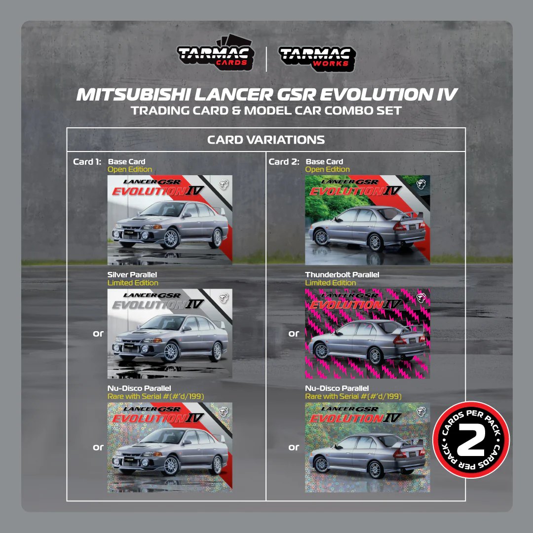 2025 Mitsubishi Lancer GSR Evolution IV Silver with Tarmac Cards: No package: Image 7