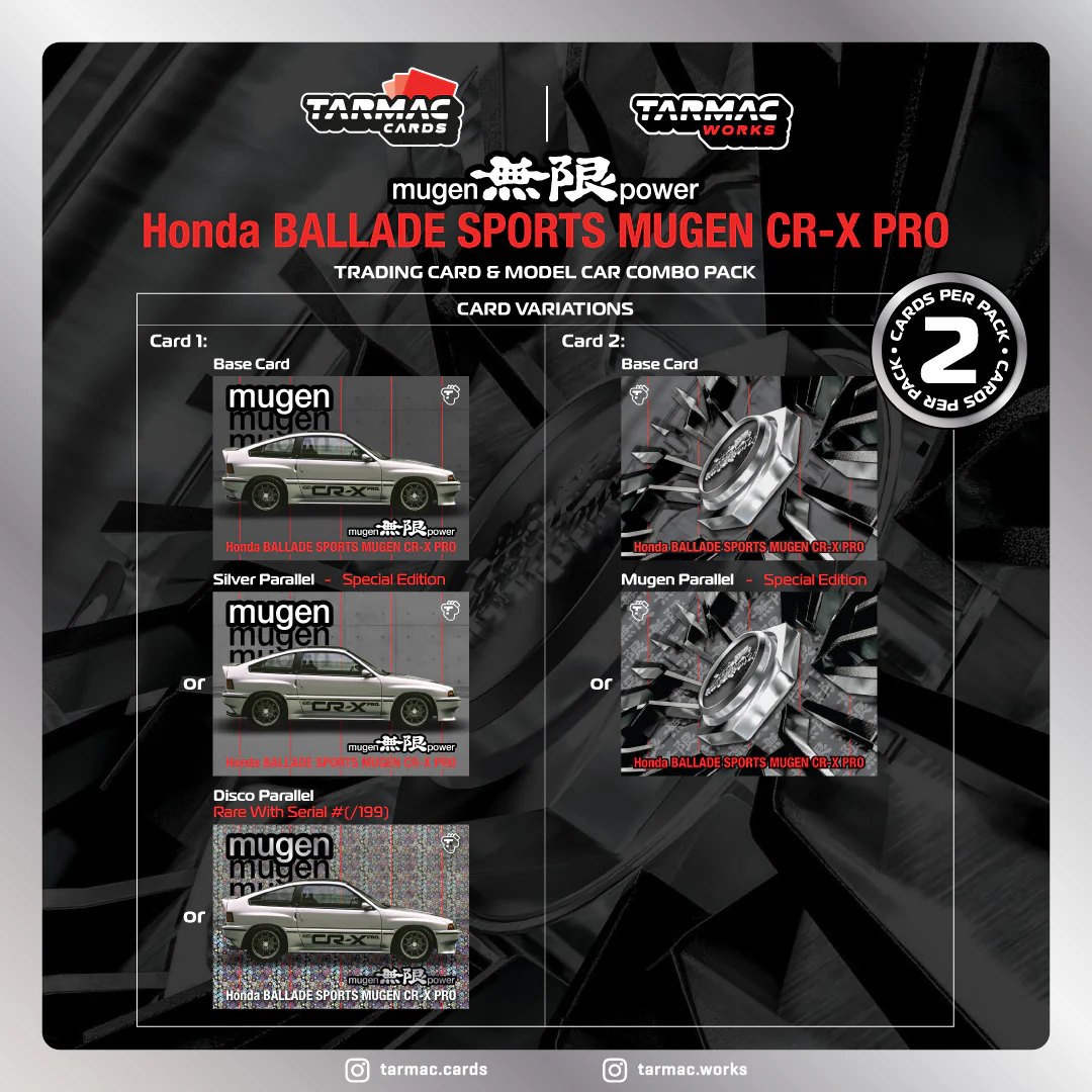 2025 Honda Ballade Sports MUGEN CR-X Pro Silver with Tarmac Cards Combo Set: No package: Image 7