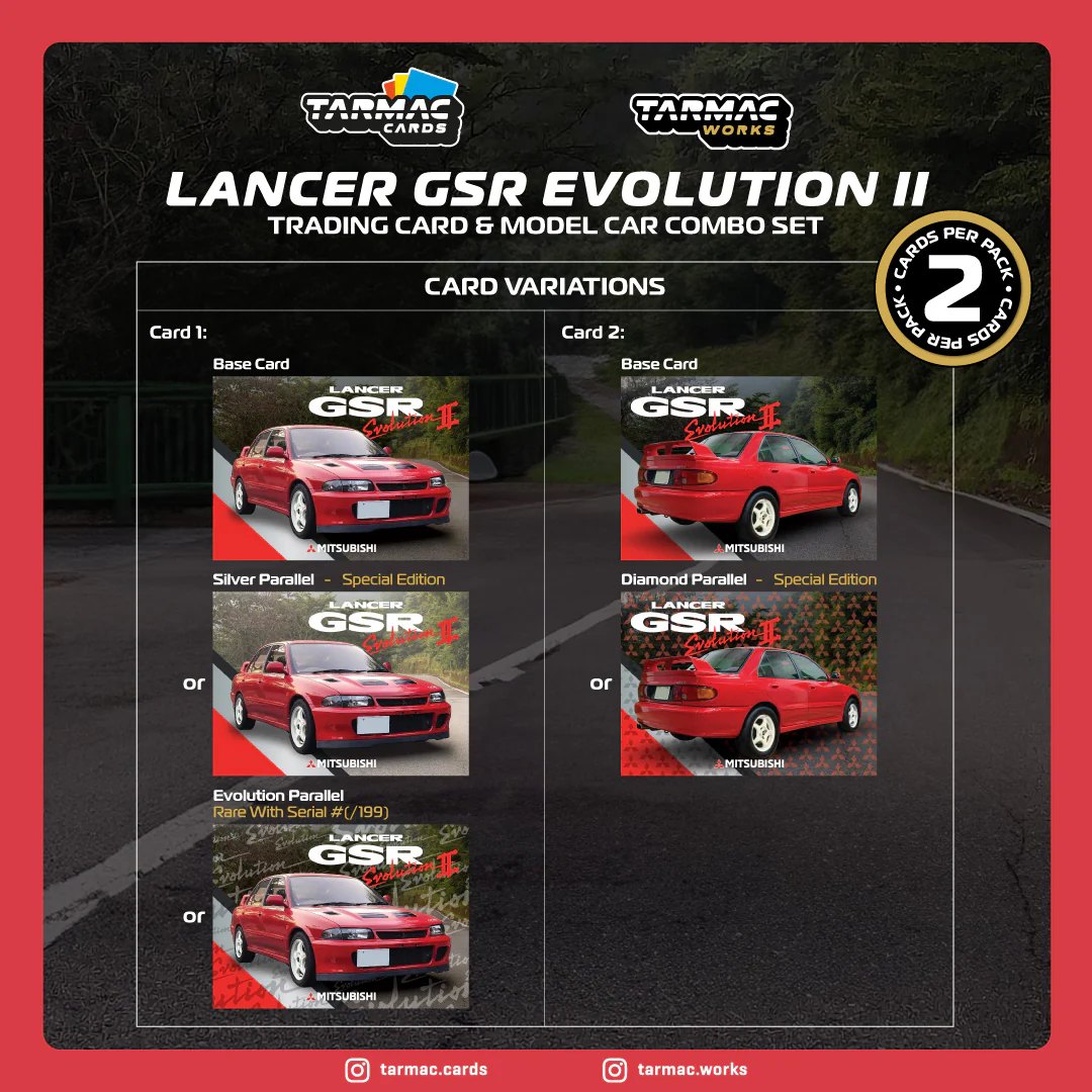 2024 Mitsubishi Lancer GSR Evolution II Red with Tarmac Cards: No package: Image 5