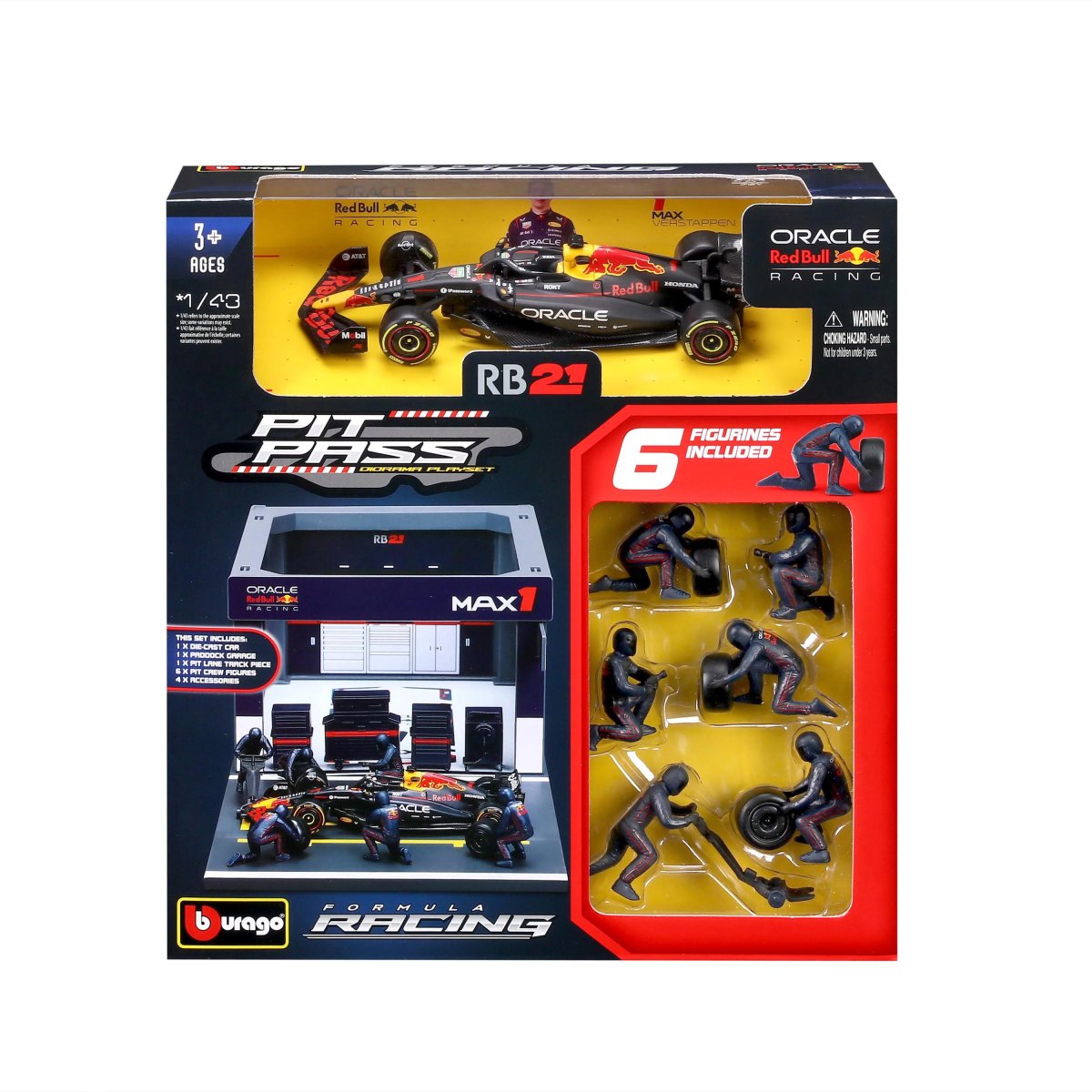 2026 PIT STOP RED BULL RB21 (2025) #1 VERSTAPPEN - Official Oracle Red Bull Racing Formula 1 Playset Diorama with 1:43 scale RB21 vehicle: No package: Image 5
