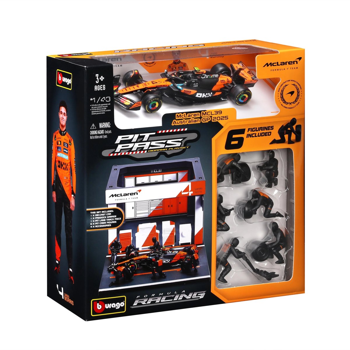 2026 PIT STOP McLaren MCL39 (2025) #4 NORRIS – Official McLaren Racing Formula 1 Playset Diorama with 1:43 scale MCL39 vehicle: No package: Image 2
