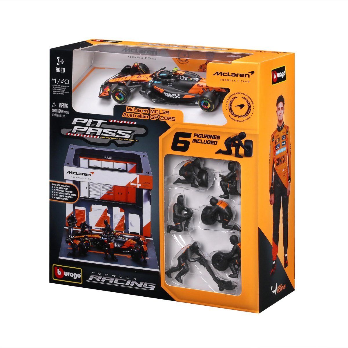 2026 PIT STOP McLaren MCL39 (2025) #4 NORRIS – Official McLaren Racing Formula 1 Playset Diorama with 1:43 scale MCL39 vehicle: No package: Image 6