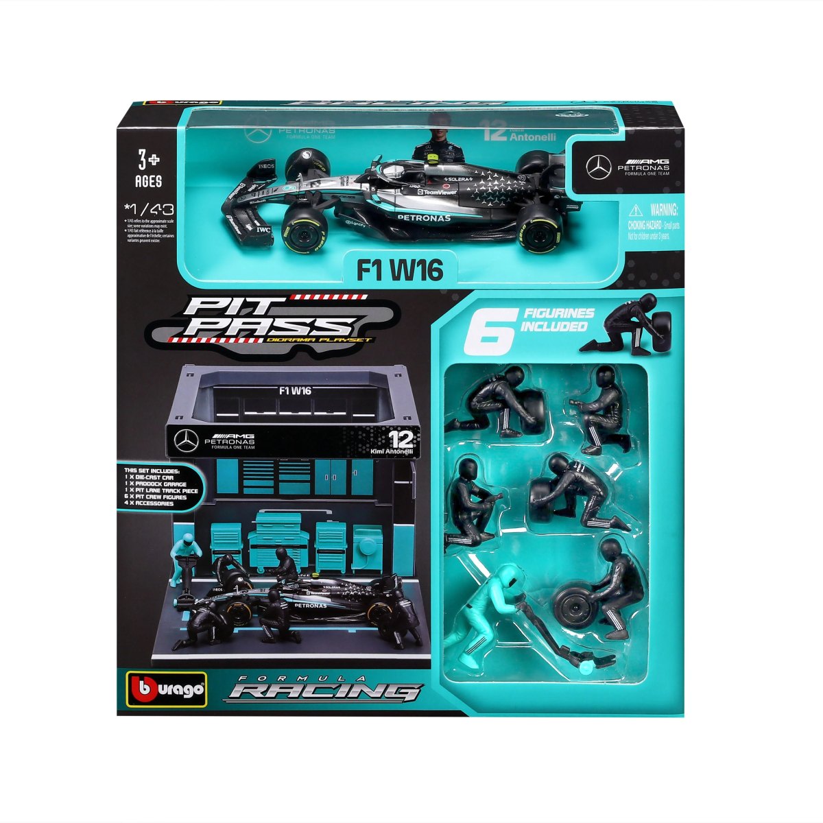 2026 PIT STOP MERCEDES-AMG16 (2025) #12 Kimi ANTONELLI - Official Mercedes-AMG PETRONAS Formula One Team Formula 1 Playset Diorama with 1:43 scale AMG16 vehicle: No package: Image 5
