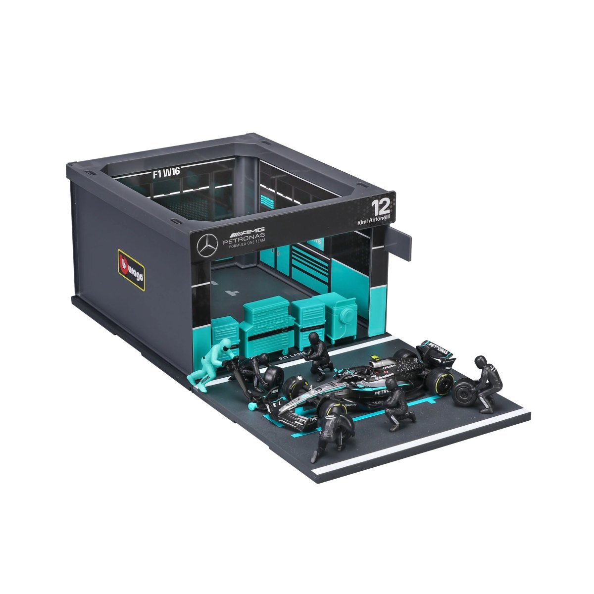 2026 PIT STOP MERCEDES-AMG16 (2025) #12 Kimi ANTONELLI - Official Mercedes-AMG PETRONAS Formula One Team Formula 1 Playset Diorama with 1:43 scale AMG16 vehicle: No package: Image 4