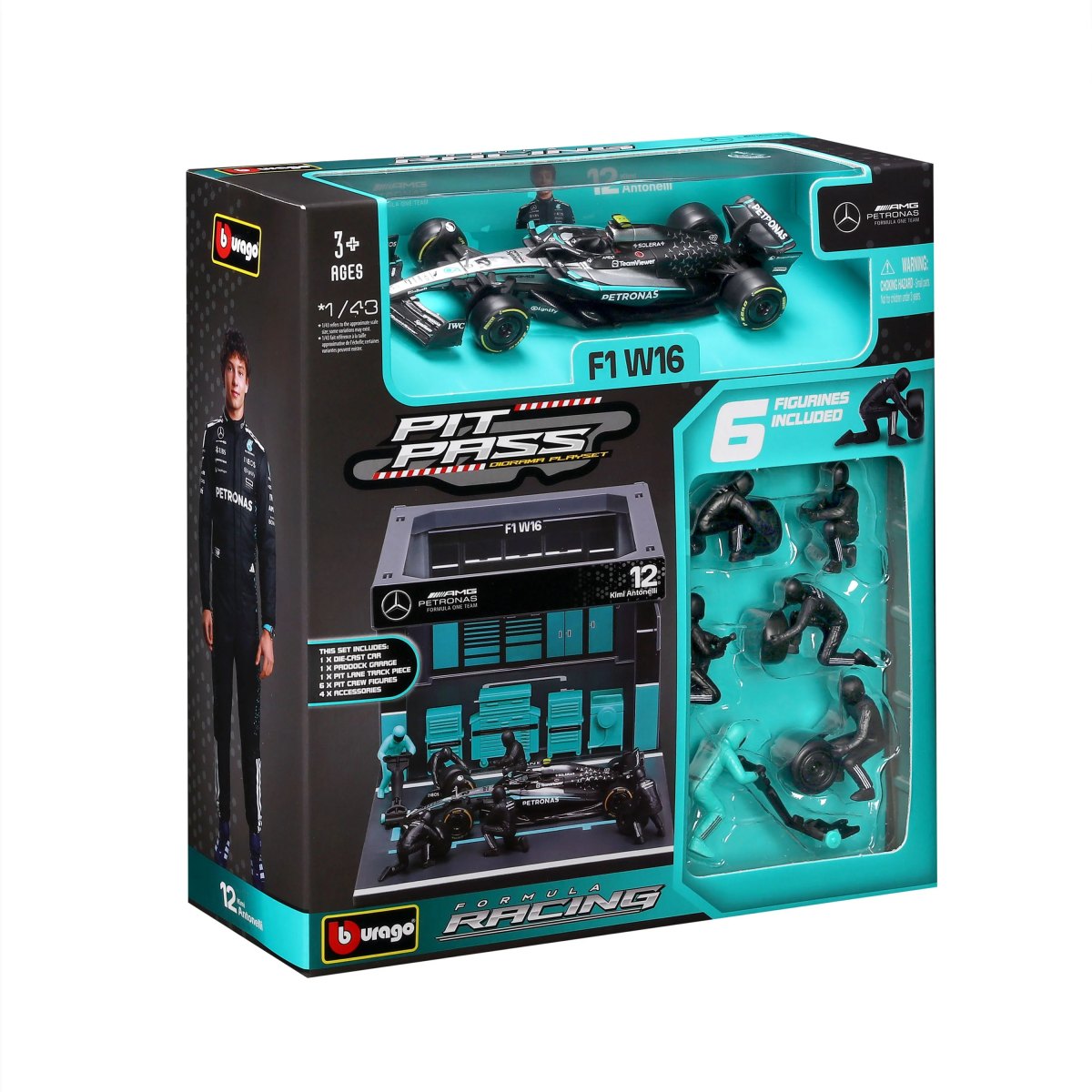 2026 PIT STOP MERCEDES-AMG16 (2025) #12 Kimi ANTONELLI - Official Mercedes-AMG PETRONAS Formula One Team Formula 1 Playset Diorama with 1:43 scale AMG16 vehicle: No package: Image 2