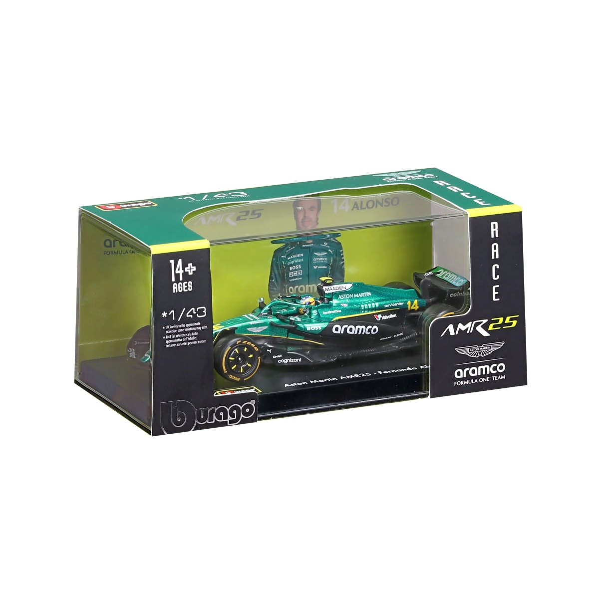 2026 Aston Martin AMR25 2025 #14 Alonso 1:43 with helmet and display case: No package: Image 2