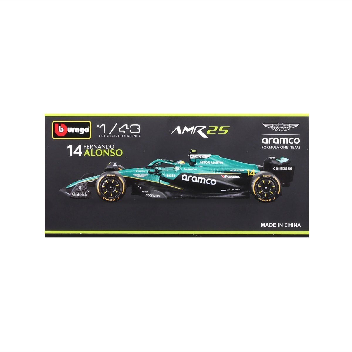 2026 Aston Martin AMR25 2025 #14 Alonso 1:43 with helmet and display case: No package: Image 7