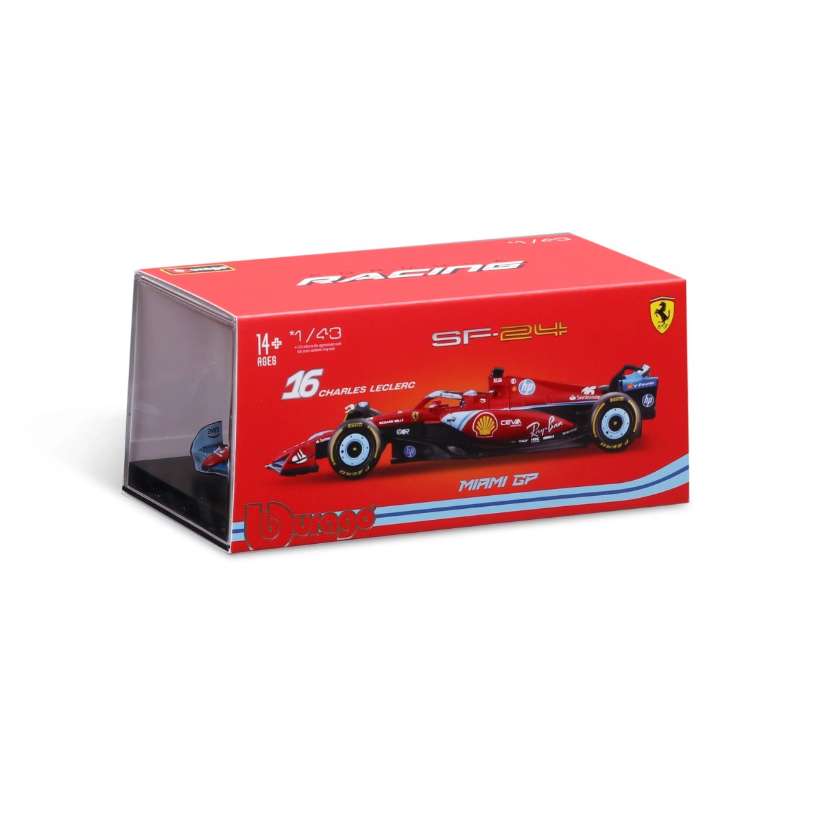 2026 Ferrari F1 SF-24 Charles Leclerc #16 Miami GP 2024 Livery 1:43 with Driver and Display Case: No package: Image 2