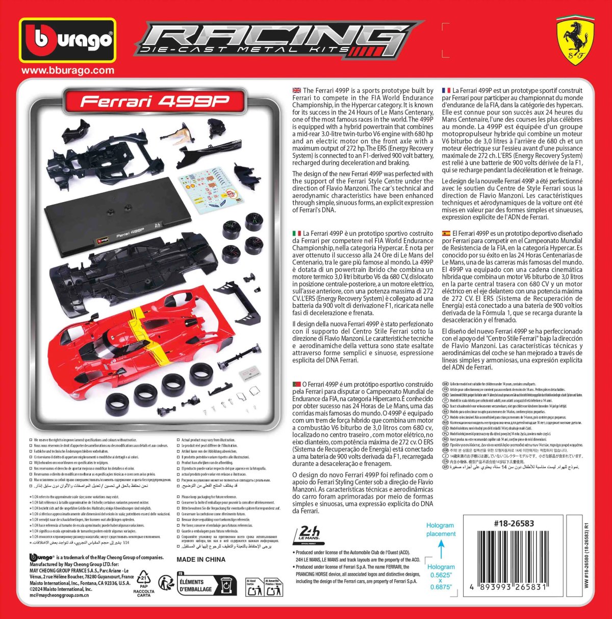 2026 Model Kit Ferrari 499P #51 24h Le Mans Champion 2023 – 1:24 Scale: No package: Image 13