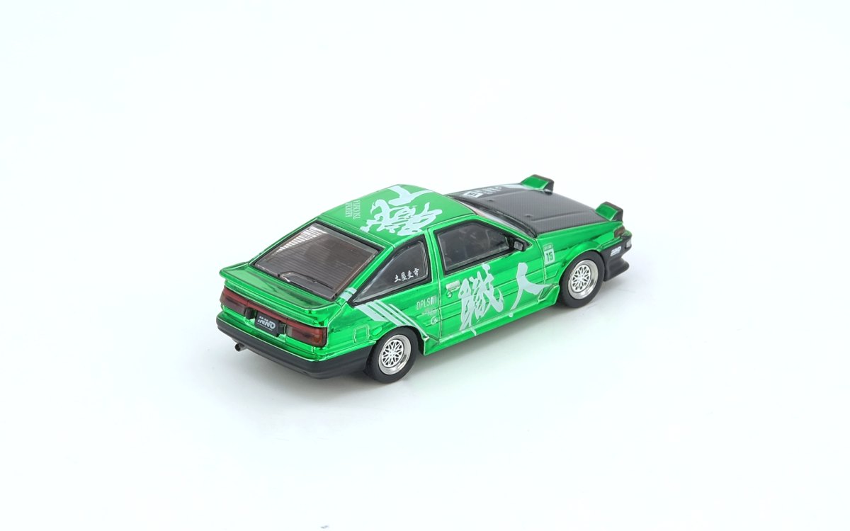 “INNO64 x DPLS x Keichi Tsuchiya” Toyota Sprinter TRUENO AE86 Chrome Green 2025 Thailand Diecast Expo: No package: Image 2
