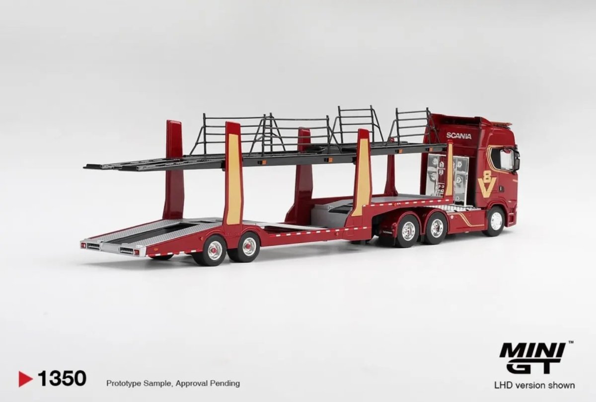 2026 Scania 770S A6x4NA Trailer V8 Engine Car Transporter Red: Image 2