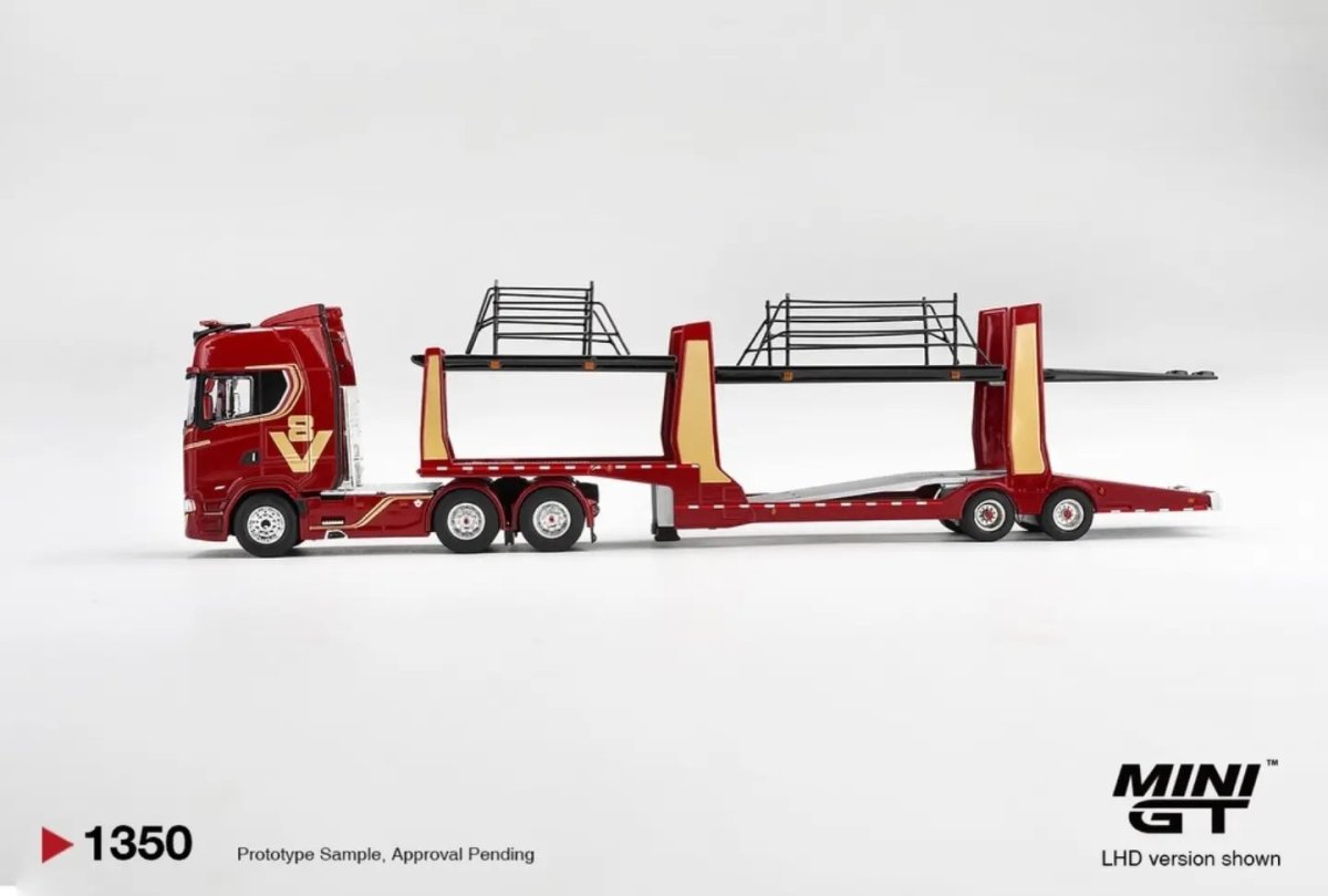 2026 Scania 770S A6x4NA Trailer V8 Engine Car Transporter Red: Image 3