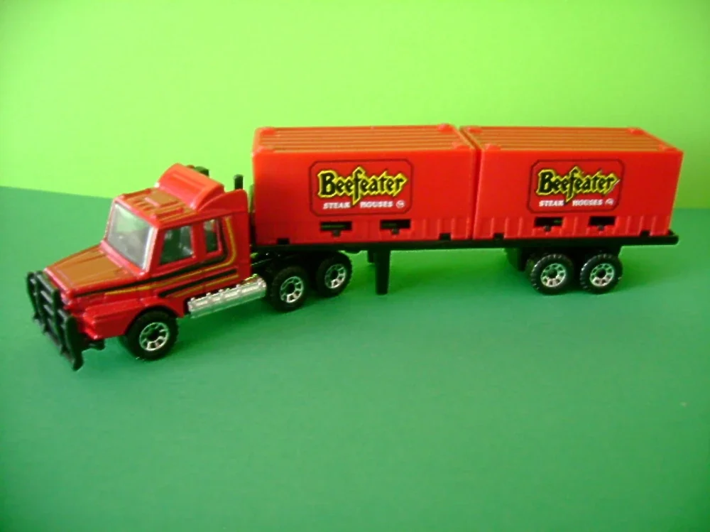 1988 Scania T142 Double Container Truck Beefeater Red: Image 2