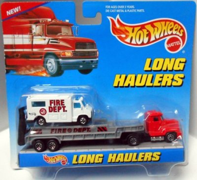 Long Hauler, Red Cab & Gray Trailer With White FD Ambulance.