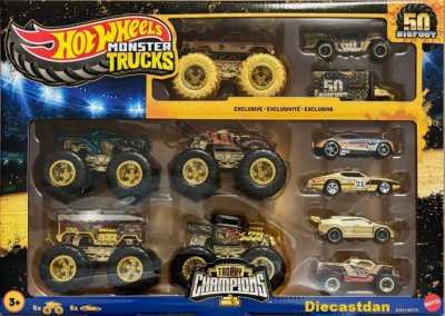 Hot Wheels Monster Trucks 50 Bigfoot Trophy Champions Exclusive GOLD Set