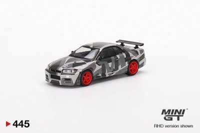 Nissan Skyline GT-R (R34) V-Spec II MINI GT Digital Camouflage Grey 2022 Hong Kong Toycar Salon Edition