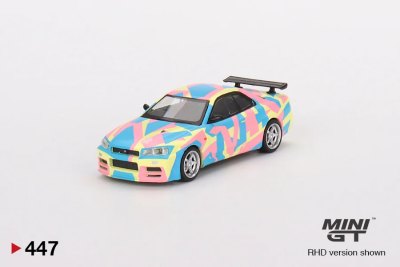 Nissan Skyline GT-R (R34) V-Spec II MINI GT Digital Camouflage Yellow
