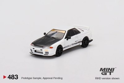 Nissan Skyline GT-R Top Secret VR32 White w/ Carbon Fiber Hood