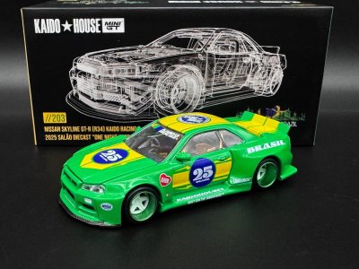 Nissan Skyline GT-R (R34) Kaido Racing 2025 Salão Diecast "One Night In Brazil" Exclusive