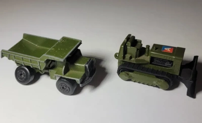 Military Dump Truck and Bulldozer